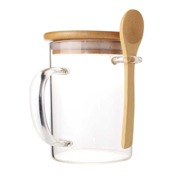 Glass Sublimation Mug with a Bamboo Lid