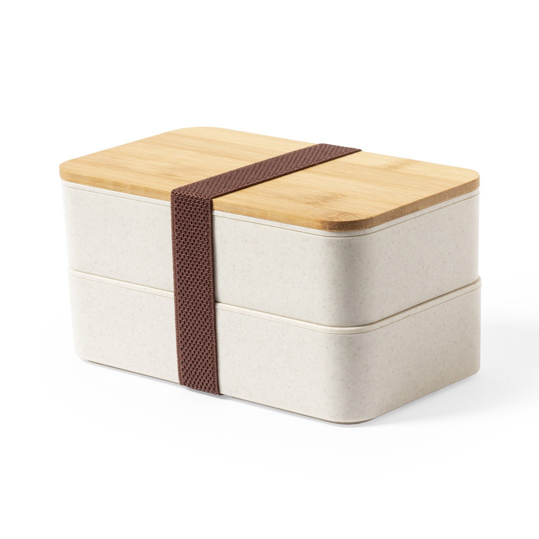 Wheat Straw Double Lunch Box With Bamboo top