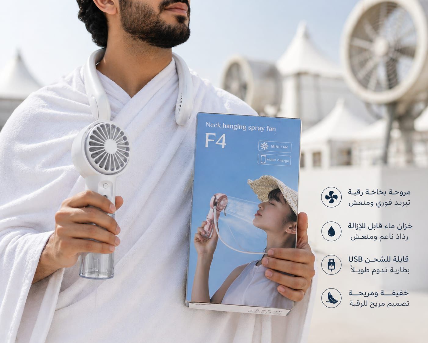 Portable Neck Hanging Spray Fan (Model F4)
