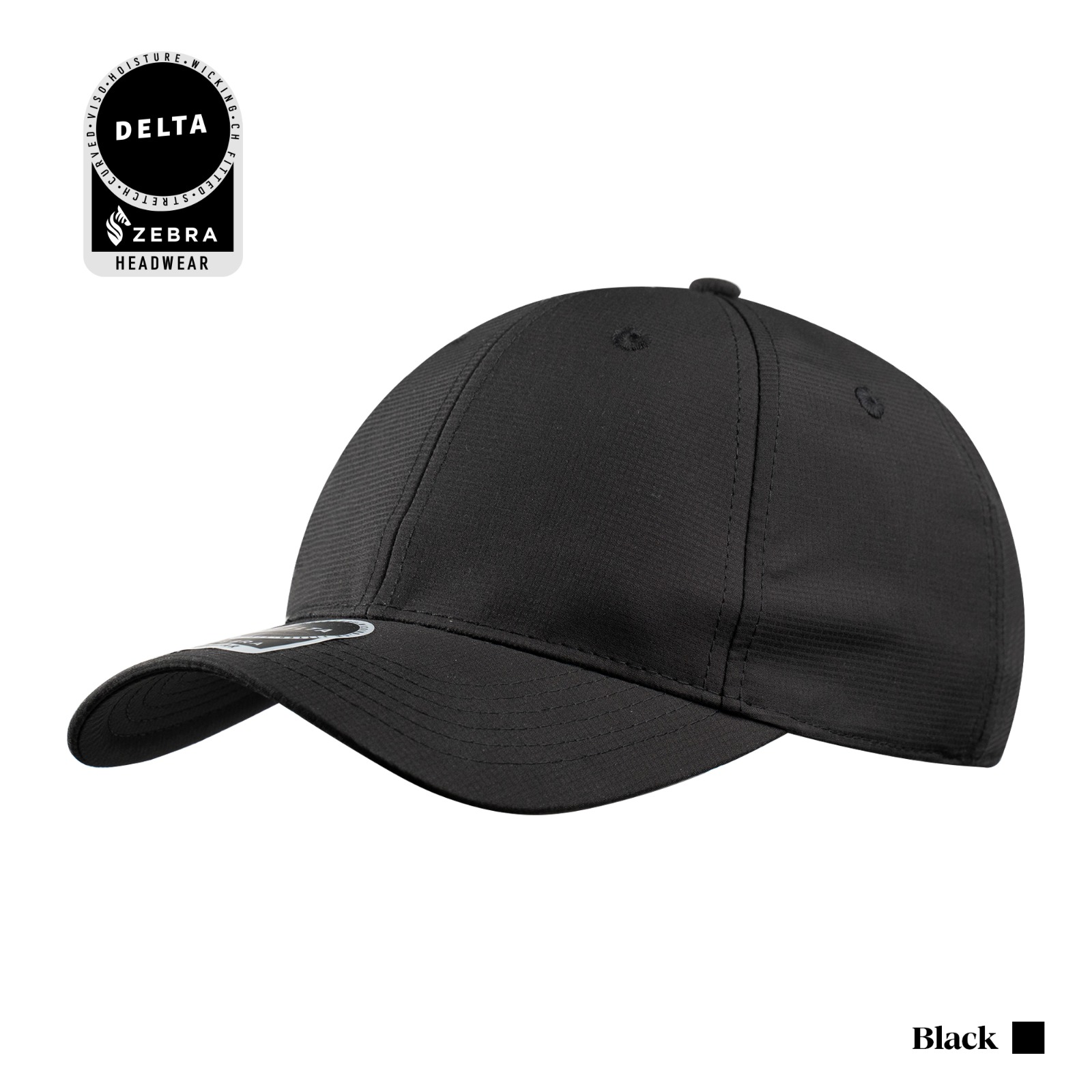 Zebra Headwear Delta black performance cap