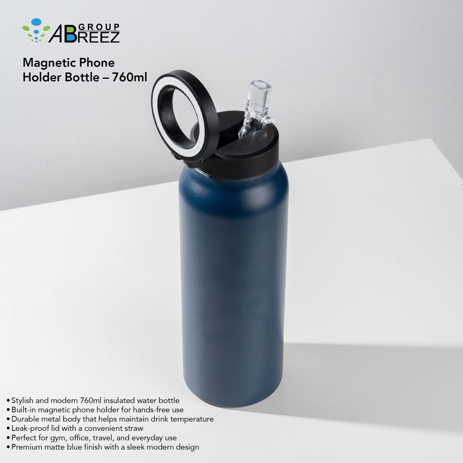 Navy Blue Abreez 760ml Insulated Stainless Steel Water