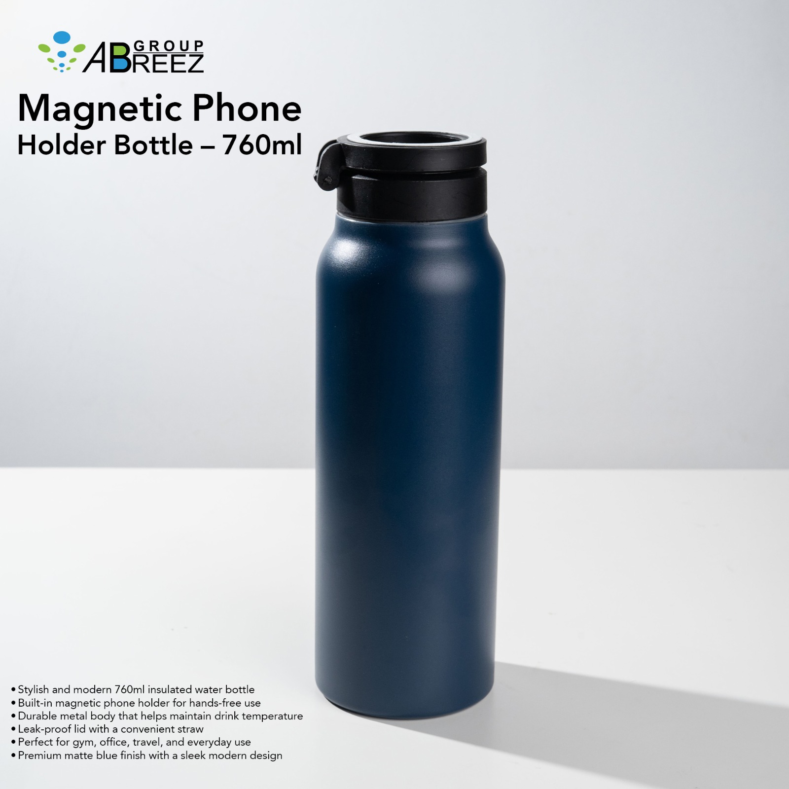 Navy Blue Abreez 760ml Insulated Stainless Steel Water