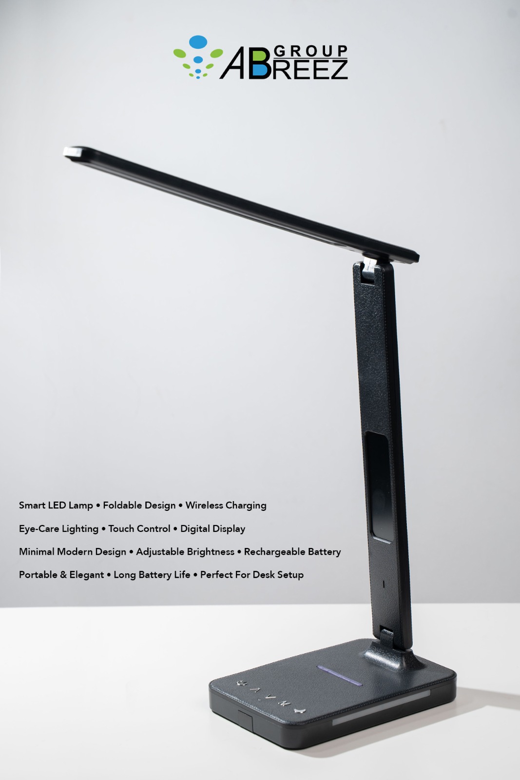 Abreez Group Black LED Desk Lamp Featuring a Foldable