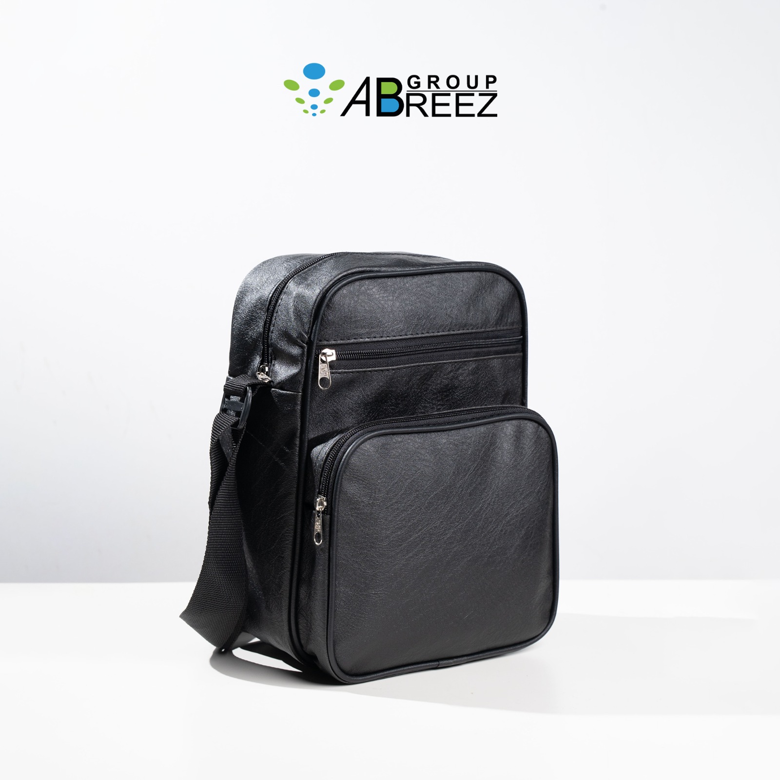 LONU black casual vintage leather crossbody messenger bag