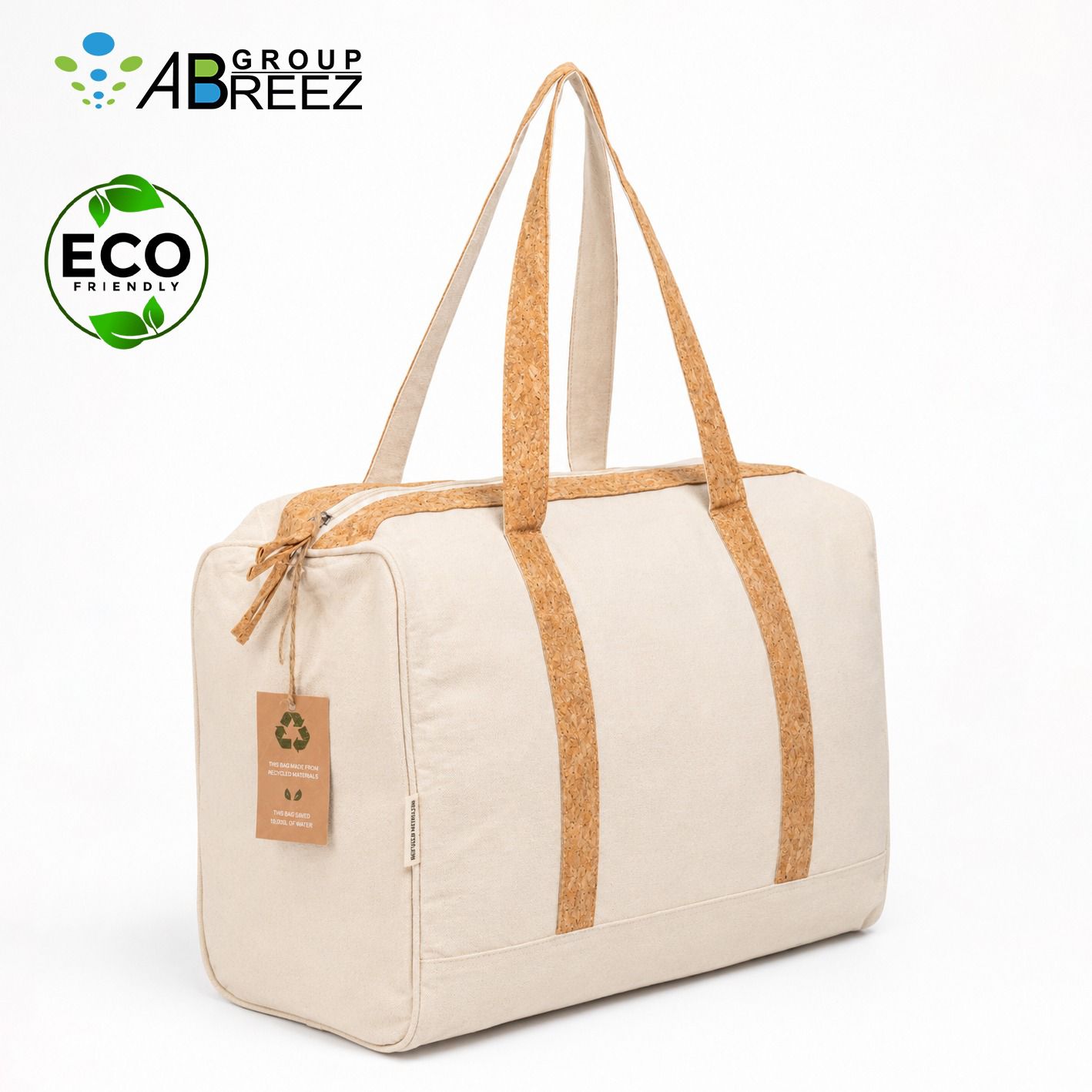 Canvas Weekender Travel Bag with Cork Material Handles