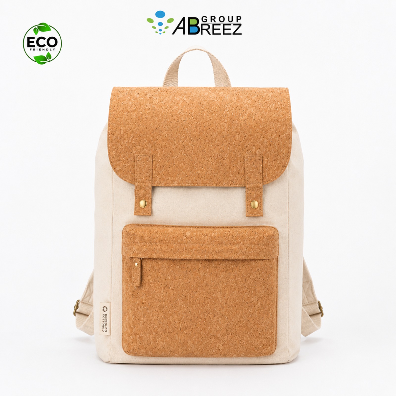 Canvas and Cork Backpack with Magnetic Closures