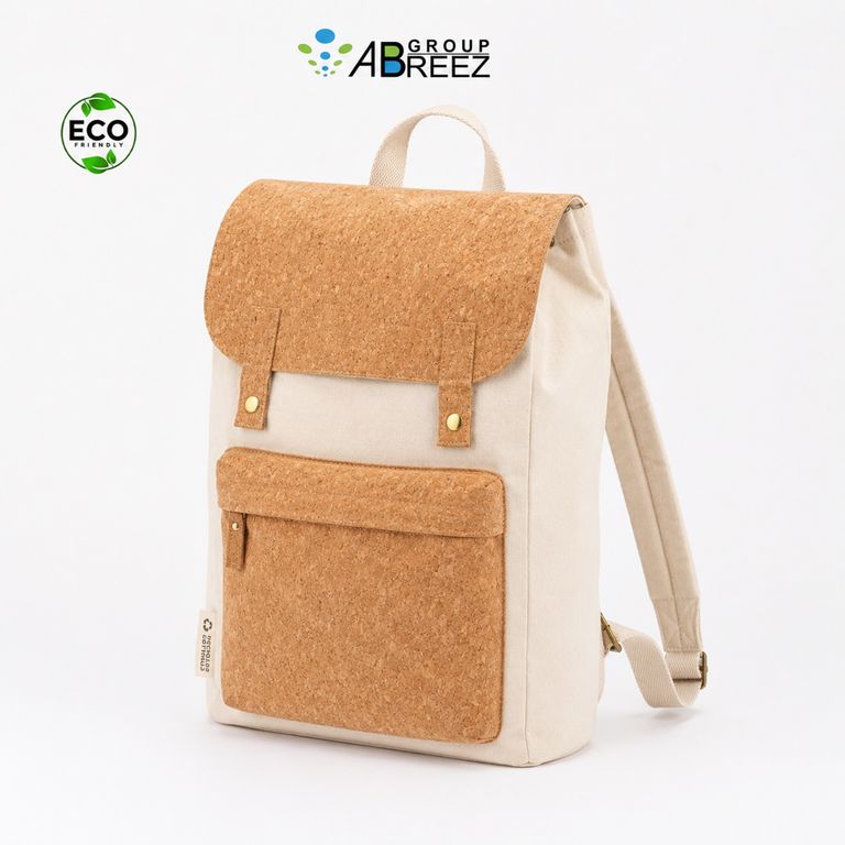 Canvas and Cork Backpack with Magnetic Closures