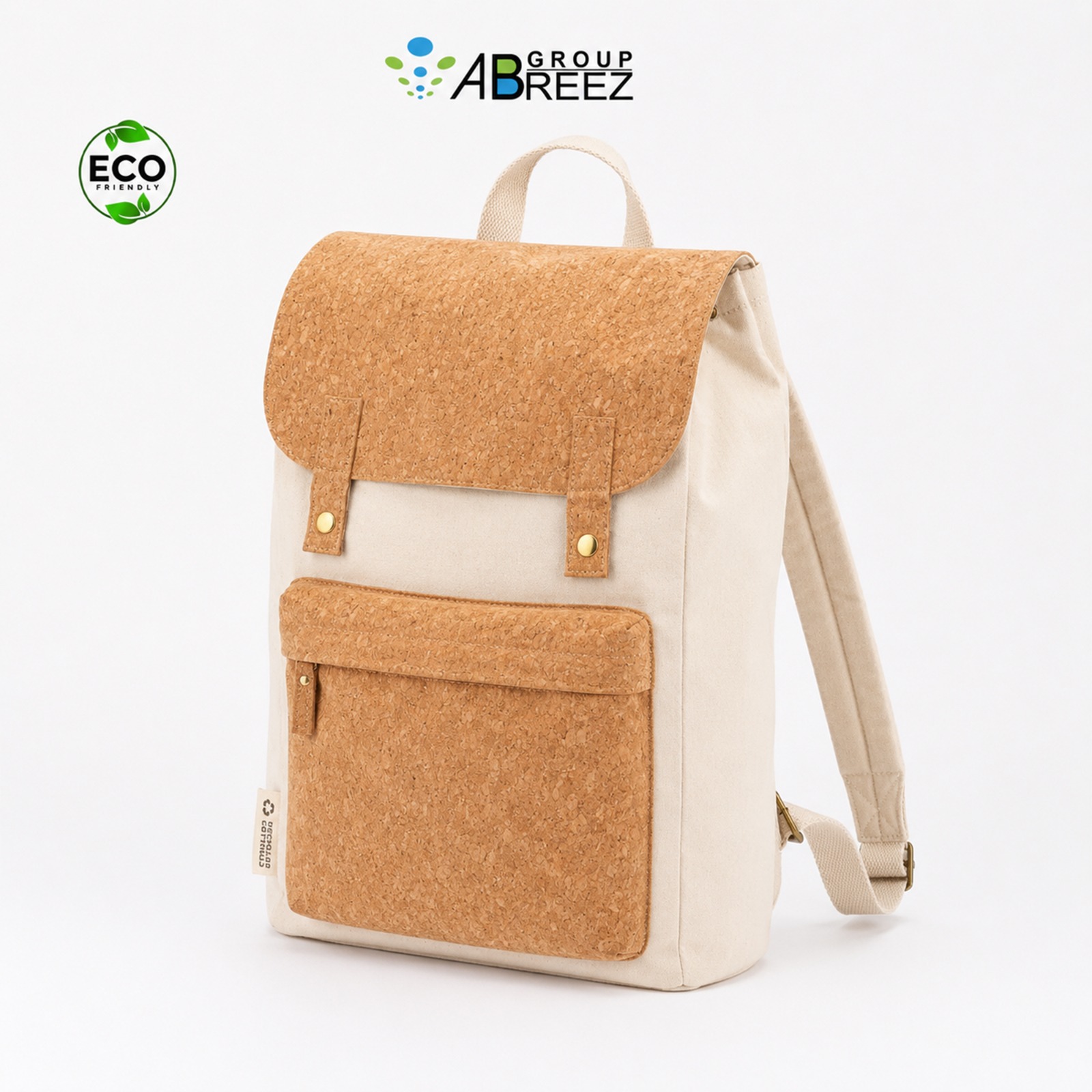 Canvas and Cork Backpack with Magnetic Closures