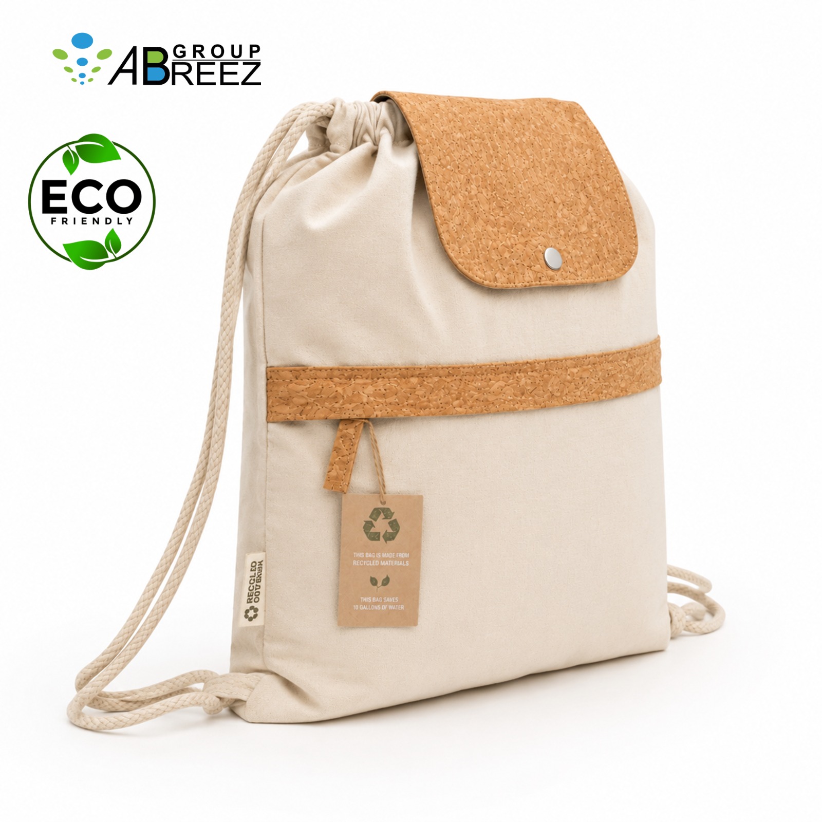 Eco-friendly Drawstring Backpack Featuring a Cork Detail