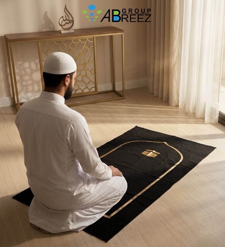 Eco-friendly Abreez Prayer Mat Set Featuring a Black Mat