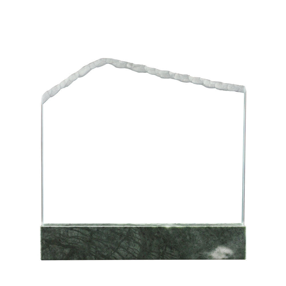 CR-37 crystal and marble award featuring a green marble