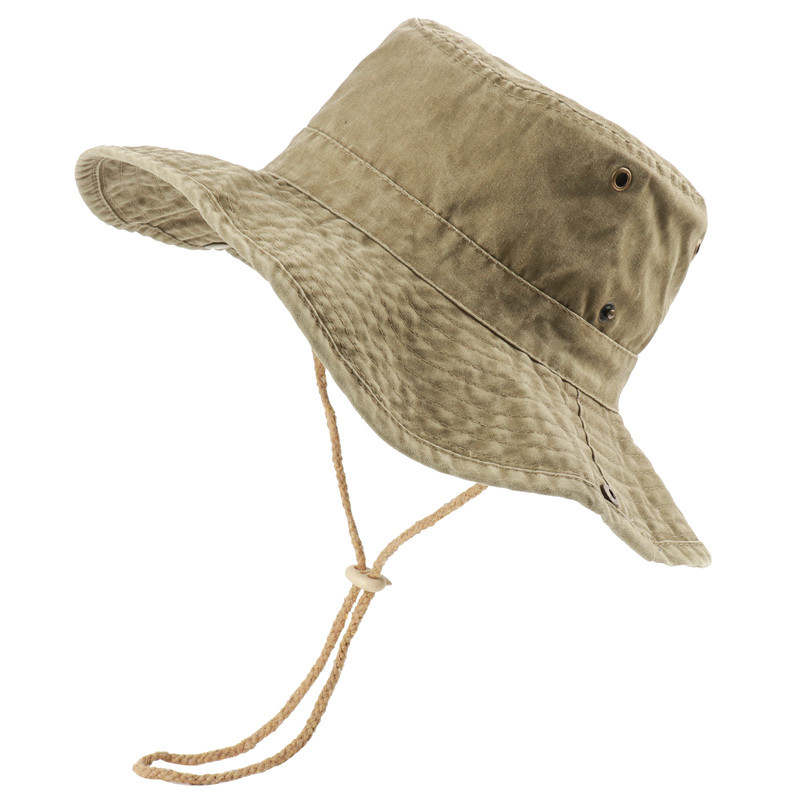 Beige Zylioo Safari Boonie-hoed features a wide brim