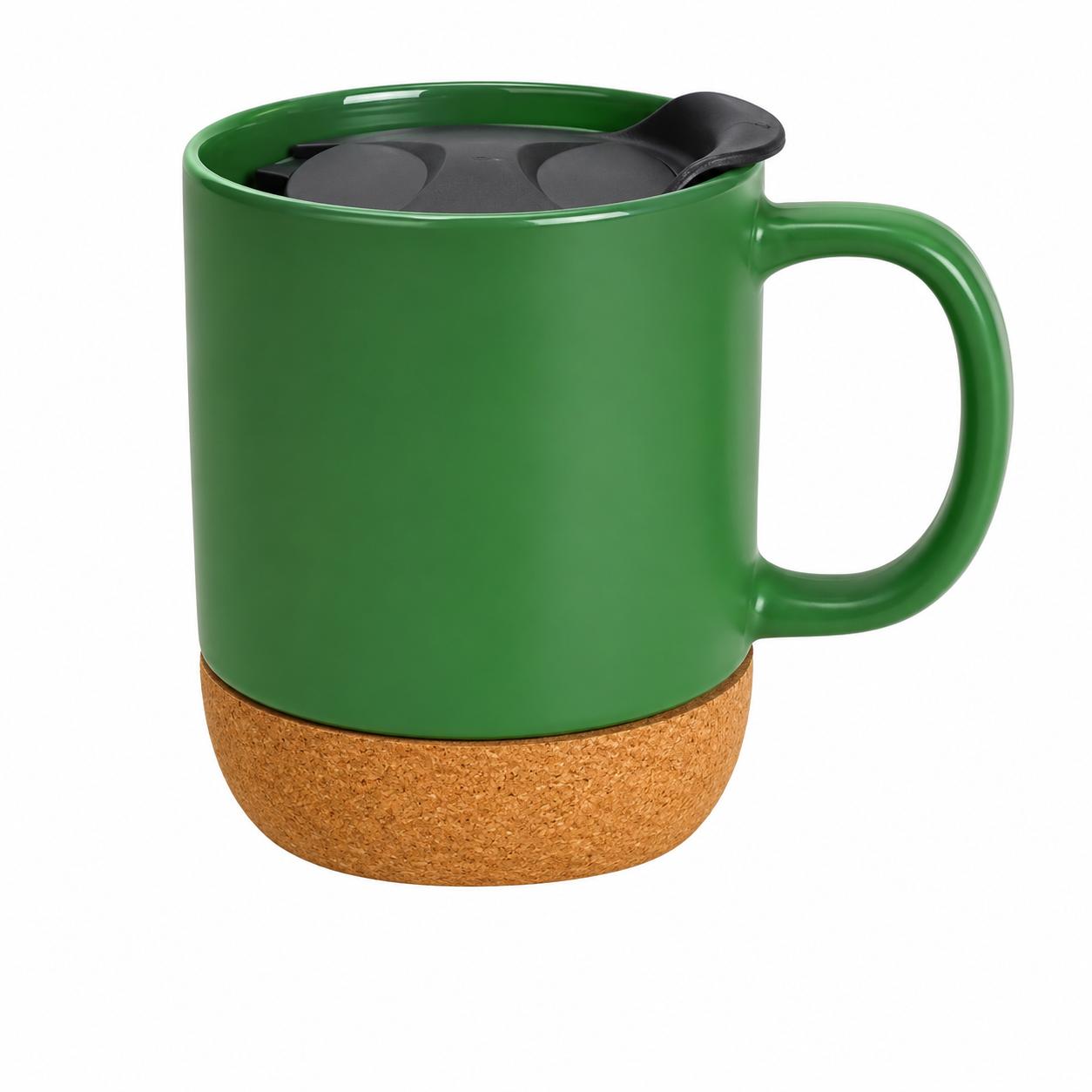 Ceramic Mugs with Lid and Cork Base