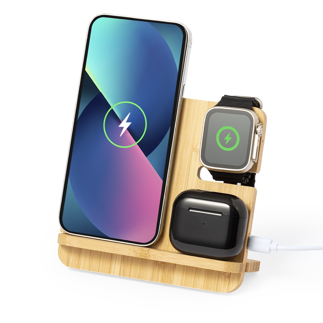 3-in-1 Fast Wireless Charging Station Made From Natural