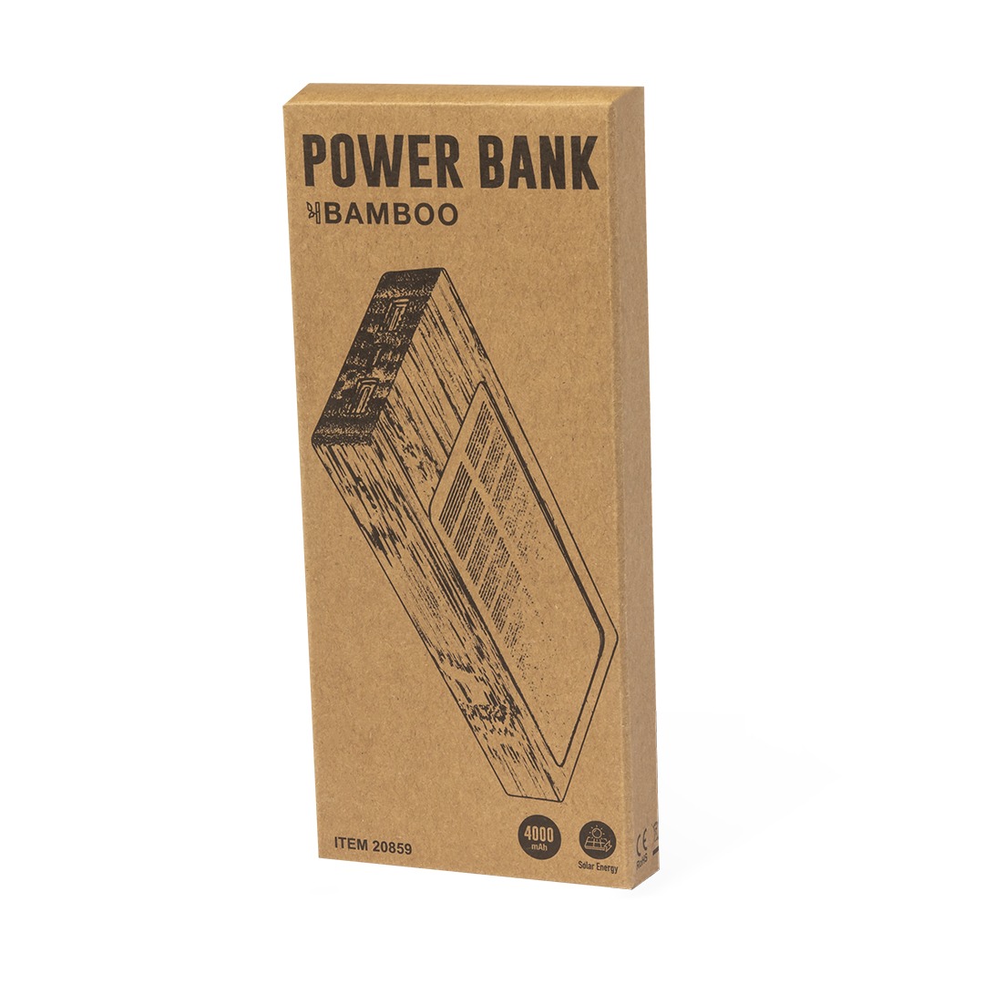 4000mAh Bamboo Solar Power Bank (Item 20859)