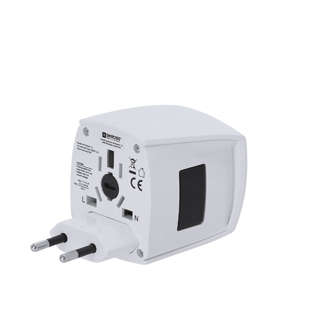 SKROSS MUV Micro World Travel Adapter, a 2-pole Plug