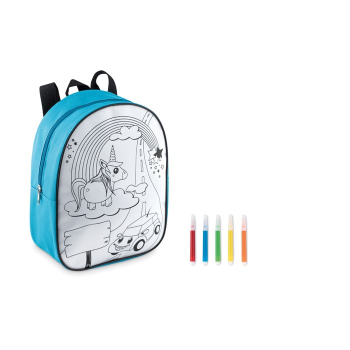 Backsketchy Turquoise Polyester Backpack Designed
