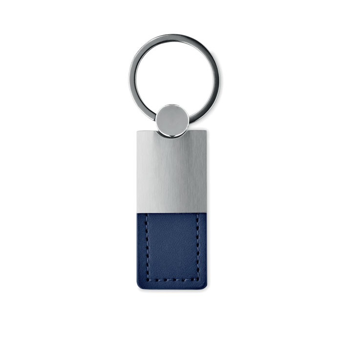 Columbus PU Leather and Metal Key Ring, Featuring a Brushed