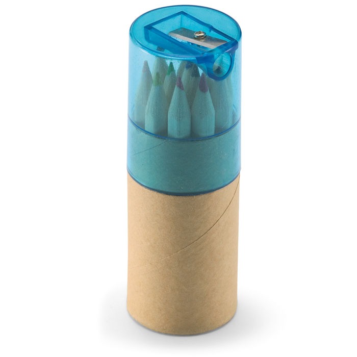 Likely a 12-piece Coloured Pencil Set in a Cardboard Tube