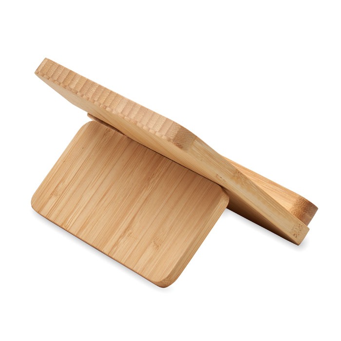 BOOGAR 3-in-1 wireless charger, featuring a natural bamboo