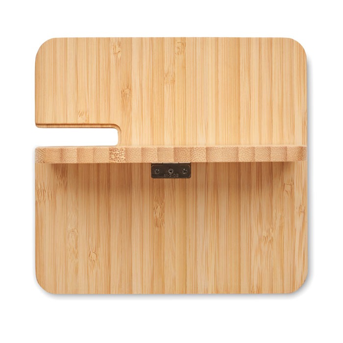 BOOGAR 3-in-1 wireless charger, featuring a natural bamboo