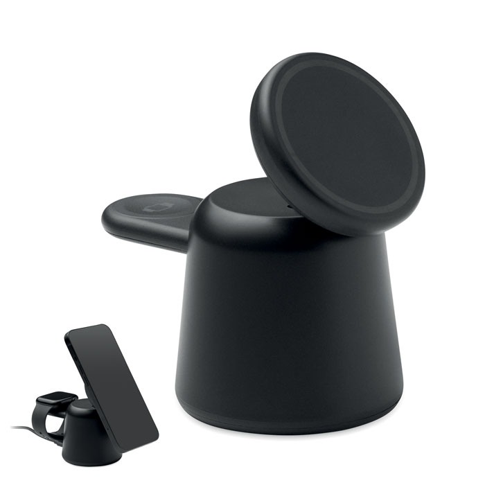 SIMPA 3-in-1 wireless charger with a sleek black ABS
