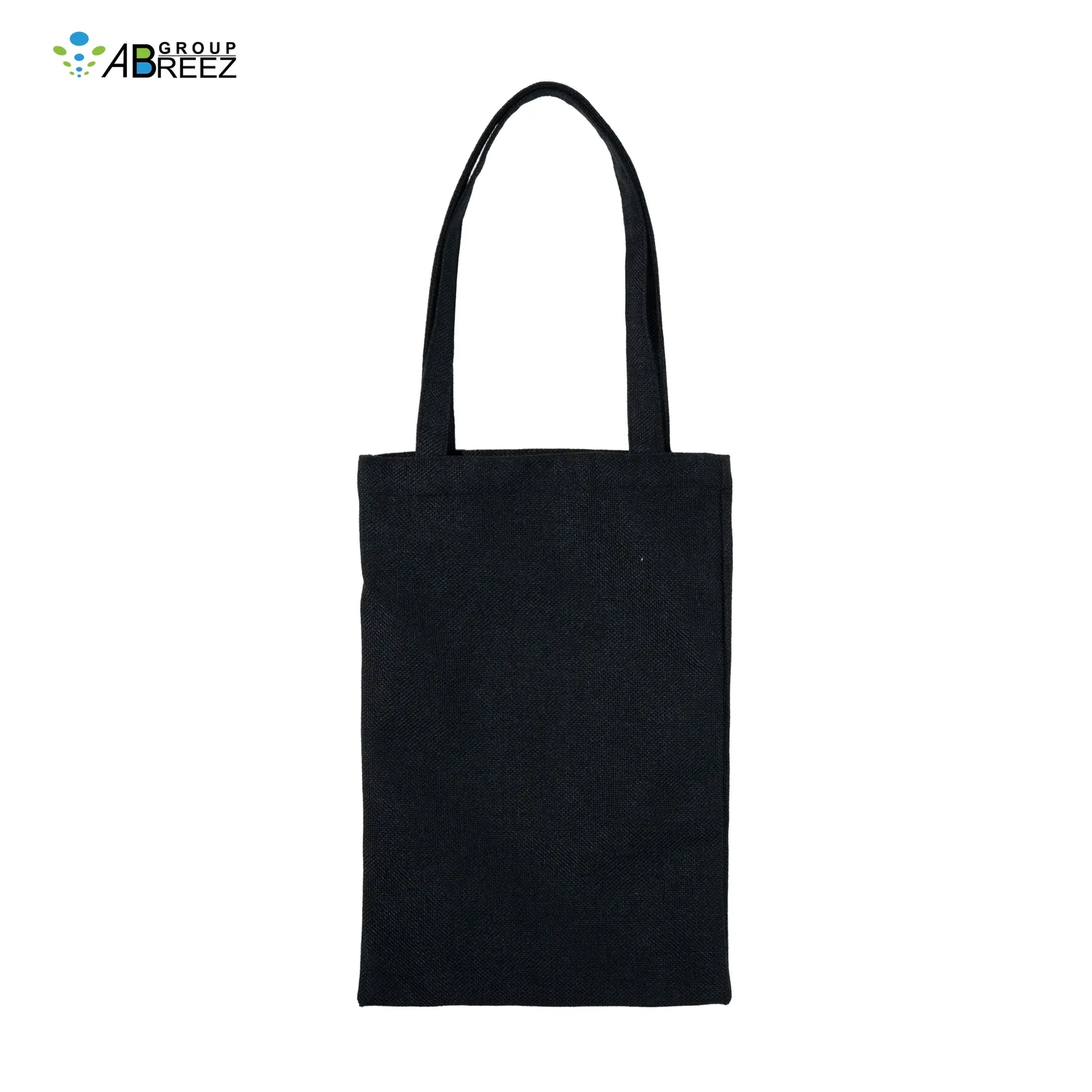 Plain Black Fabric Tote Bag Featuring Long