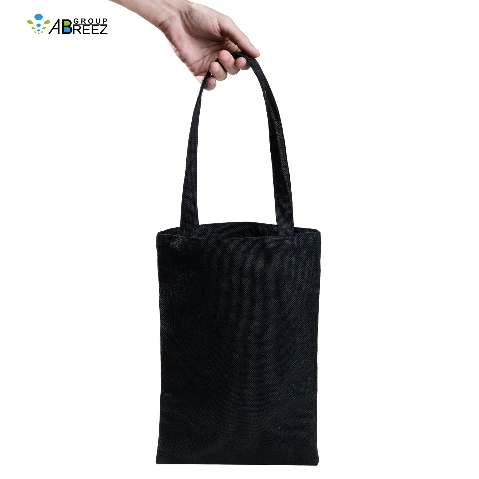 Plain Black Fabric Tote Bag Featuring Long