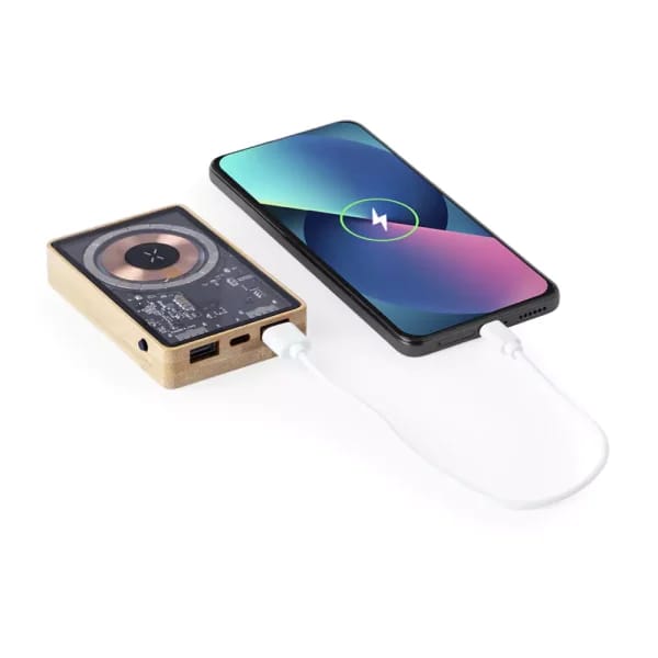 Magnetic Fast Wireless Powerbank 15W in Bamboo Casing