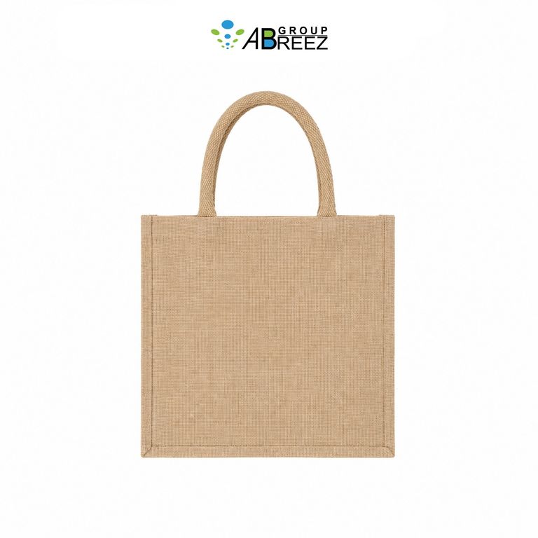 Natural Jute Burlap Tote Bag with Reinforced Handles