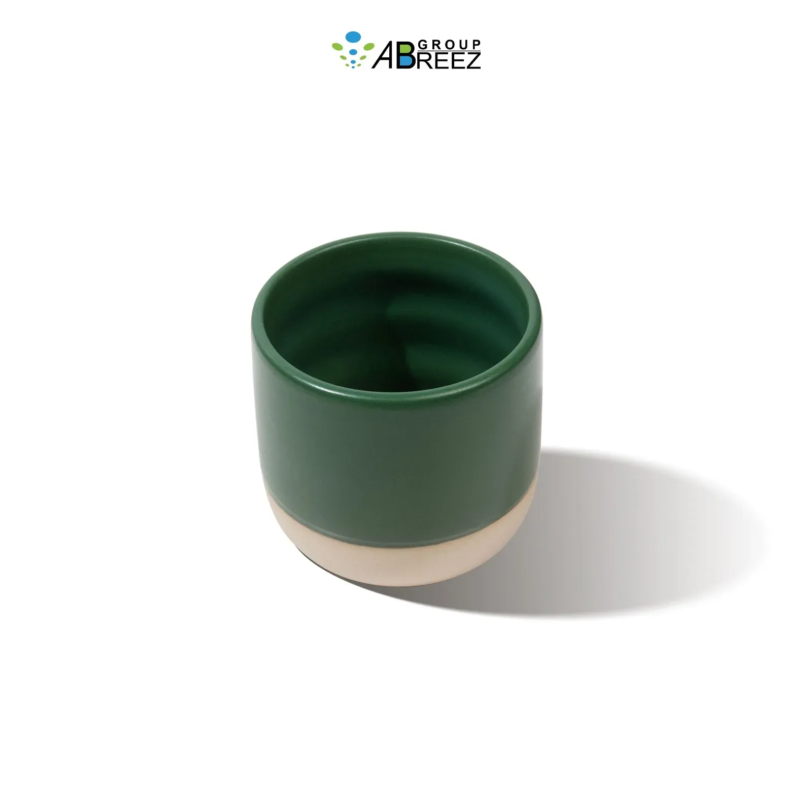 Dark Green Two-Tone Ceramic Tumbler with Natural Clay Base