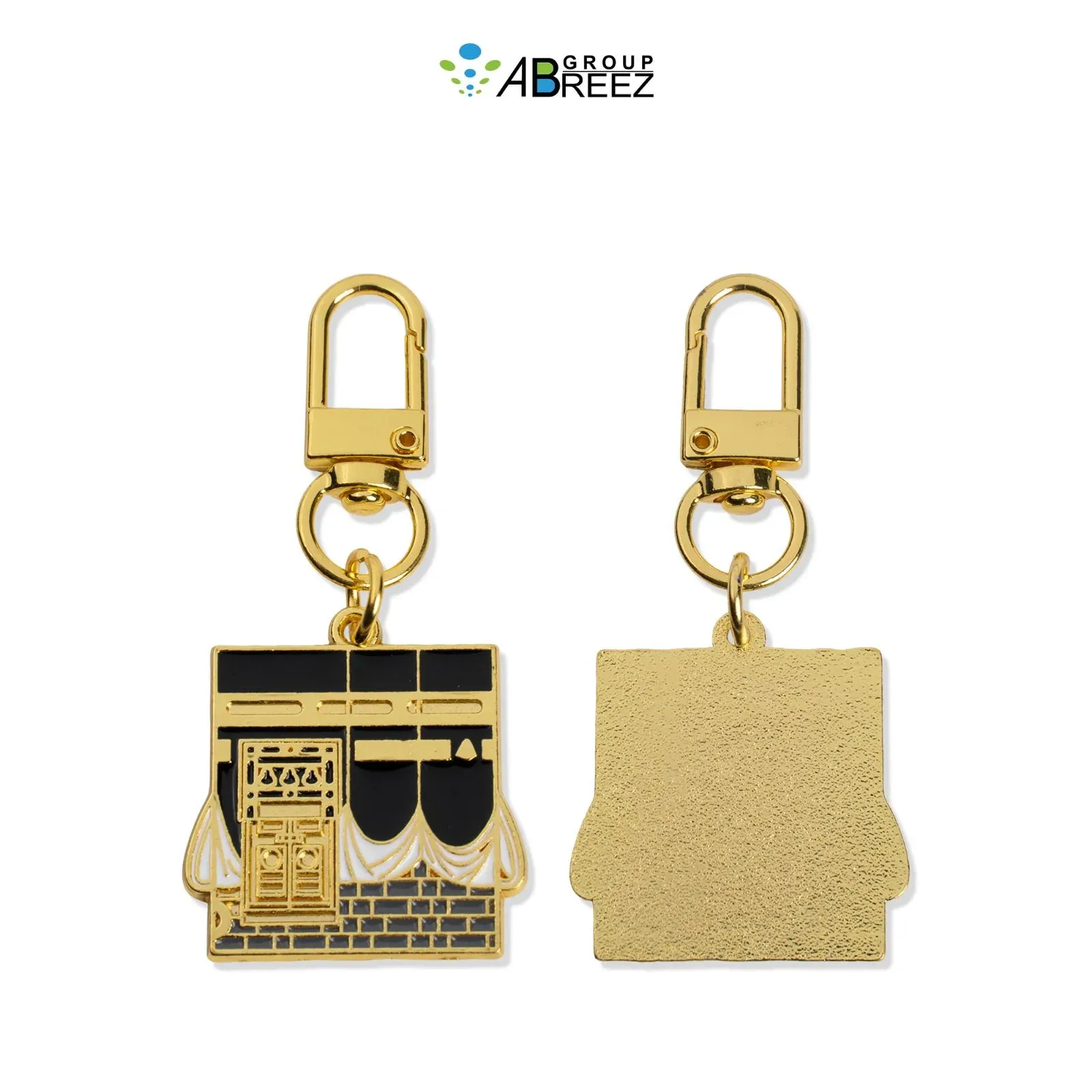 Gold-Plated Holy Kaaba Keychain with Black Enamel Details
