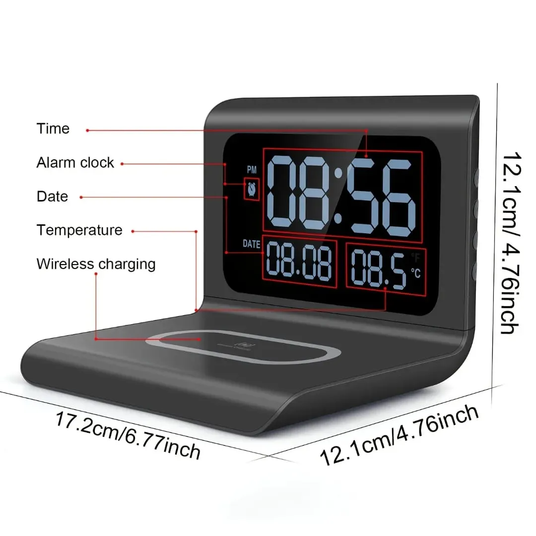 a 3-in-1 Wireless Charger with Digital Alarm Clock and Temperature Display