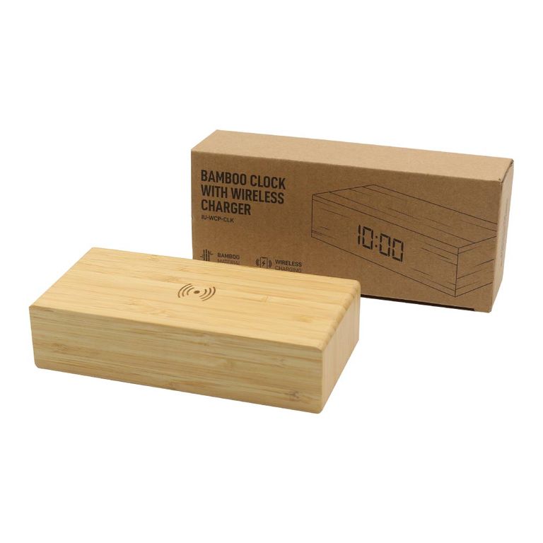 Bamboo Wireless Charger with Clock