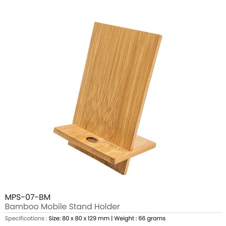 Detachable Bamboo Phone Stand with Cable Slot