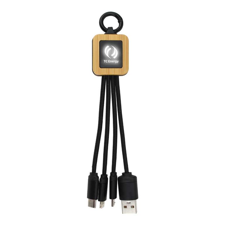 Bamboo Light Up Logo Multi-Charging Cables