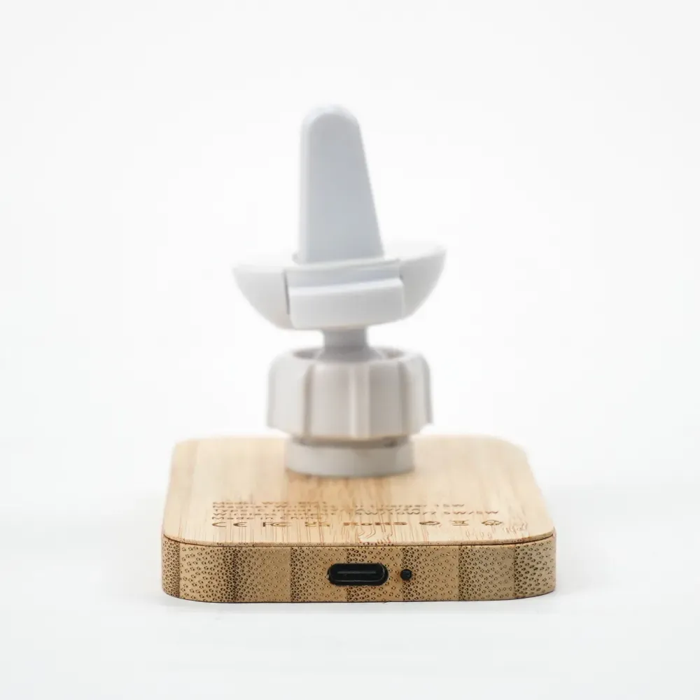 Bamboo Wireless Car Charger 15W Fast Charging & Type C