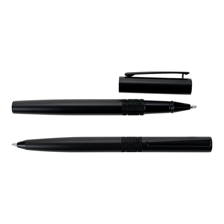 Black Metal Pen Set with Matte Finish in Hardboard Slide to Open Box