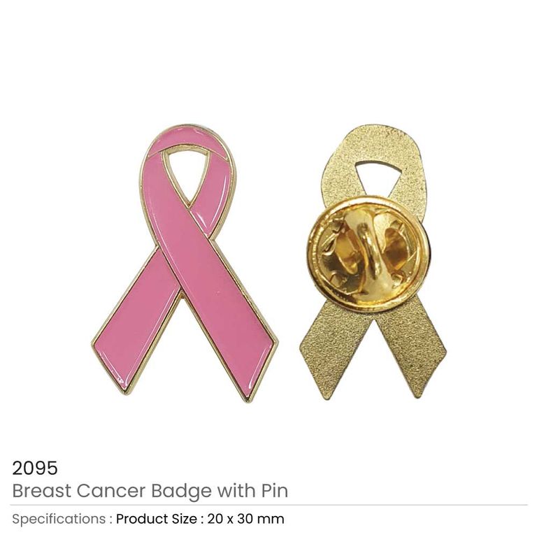 Breast Cancer Awareness Pink Ribbon Badge