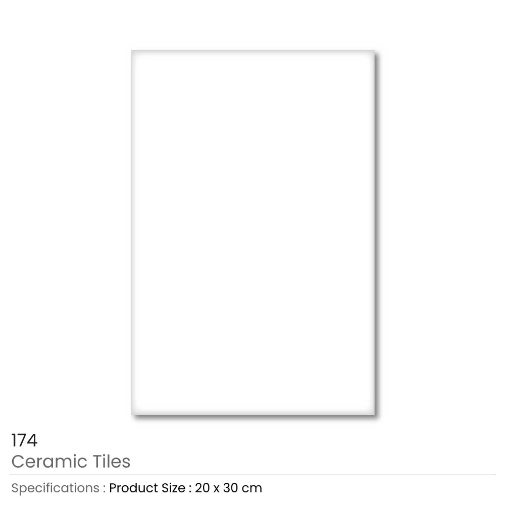 Sublimation Ceramic Tile - Glossy White, 20 x 30cm
