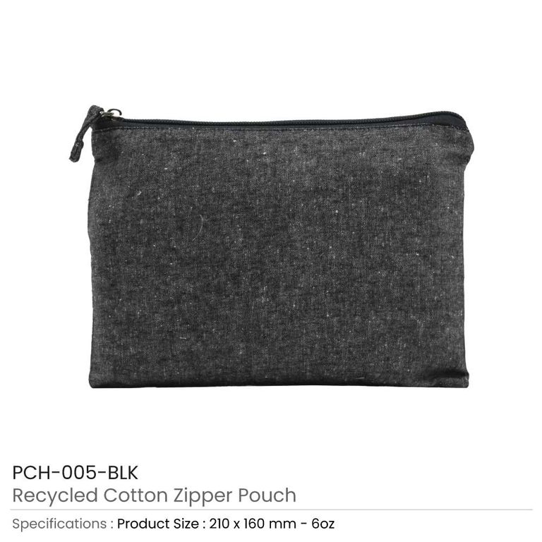 Multi-Purpose 6oz Cotton Zipper Pouch - Natural & Recycled Cotton