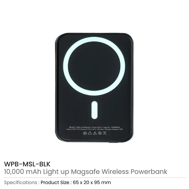 10,000mAh MagSafe Wireless Power Bank with Light-Up Logo & 15W Fast Charging