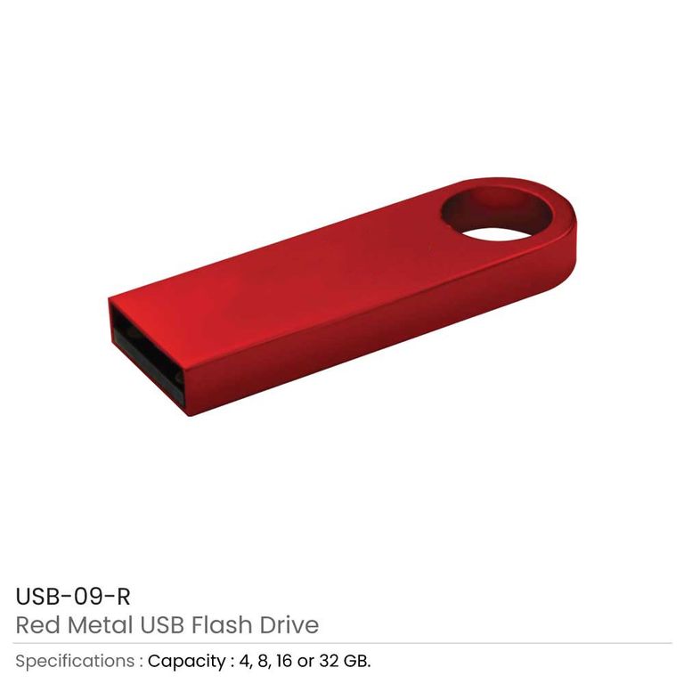 Metal USB Flash Drive - 4GB to 32GB, Gold/Silver/Black/White/Blue/Red, Laser Engraving