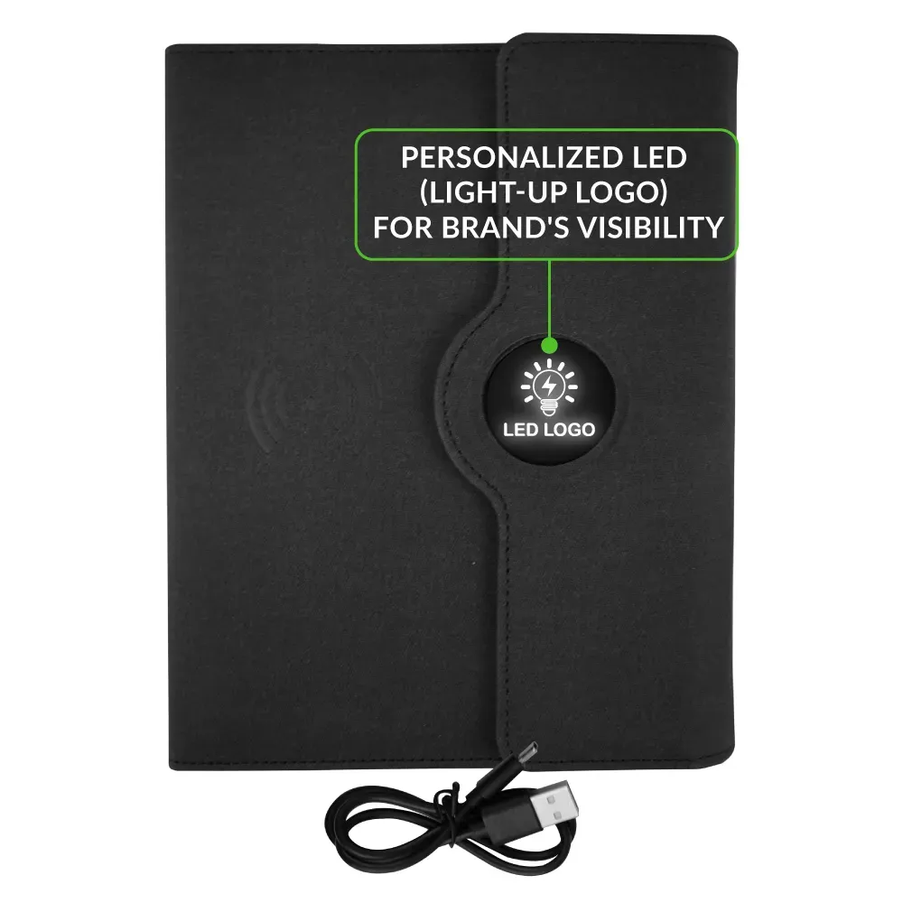 دفتر محفظة بباور بانك 8000 مللي أمبير مع شحن لاسلكي 15 واط