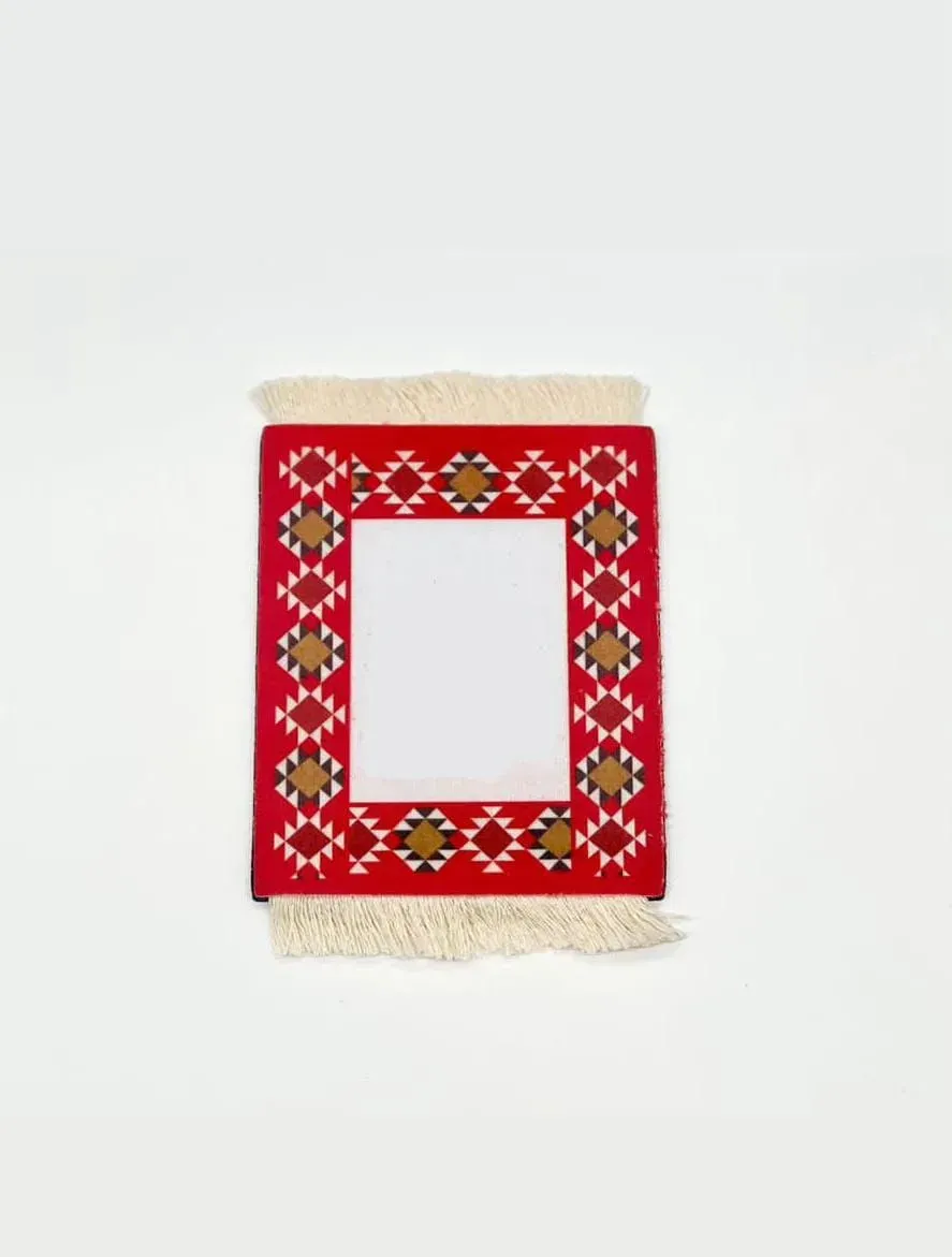 Saudi Sadu Carpet Coaster – Red & Blue