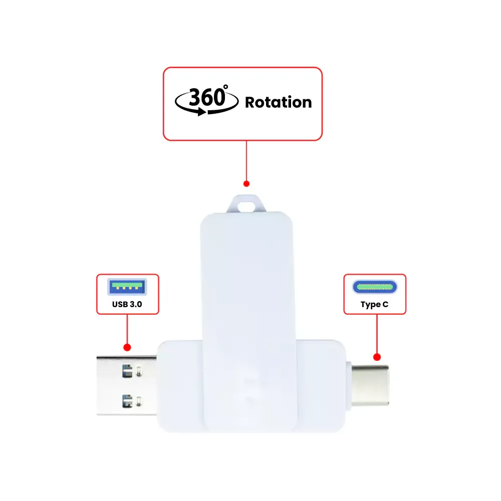 OTG White Swivel USB 64GB V. 3.0 Type C