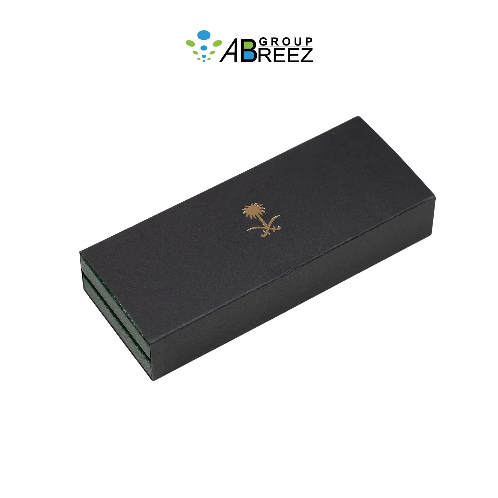 Pen gift box with a Saudi Arabia national emblem logo — Dark Green