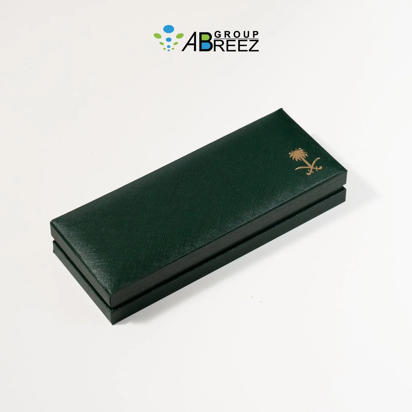 Pen gift box with a Saudi Arabia national emblem logo — Dark Green