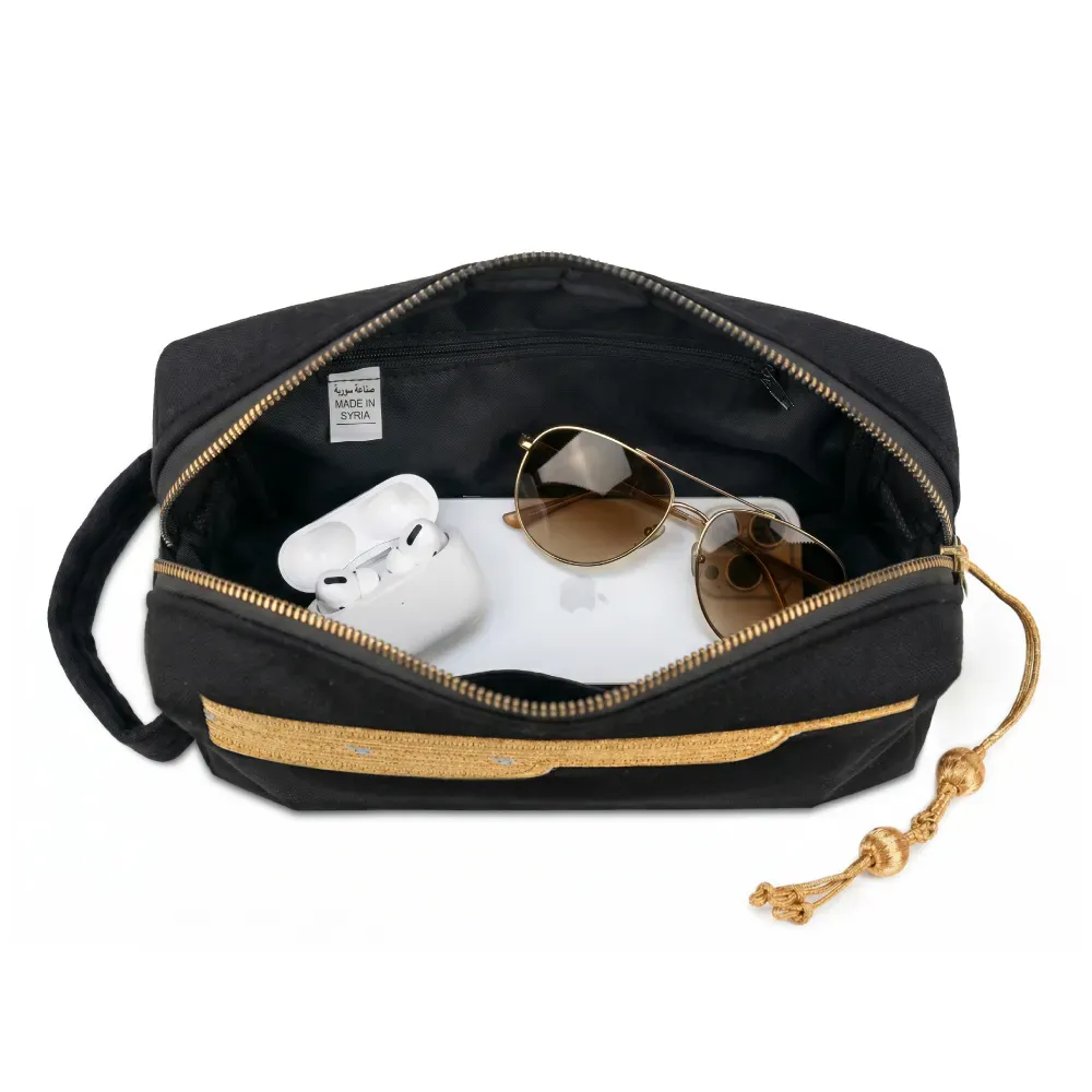 Black Multi-Purpose Utility & Cosmetic Pouch with Bisht