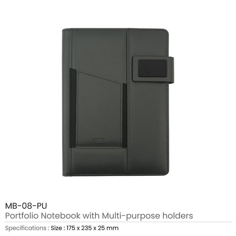 Portfolio Notebook with Multi-Purpose Holder